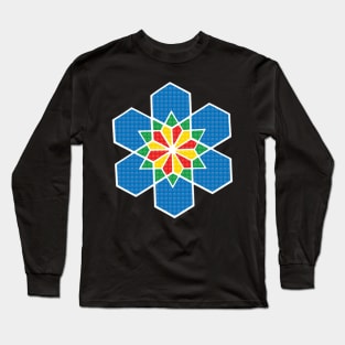 SNOWFLAKE GEOMETRIC STAR DESIGN BLUE YELLOW RED GREEN BRIGHT Long Sleeve T-Shirt